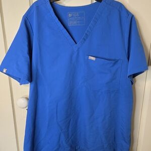 Figs Women's Vivid Blue V-Neck Tee